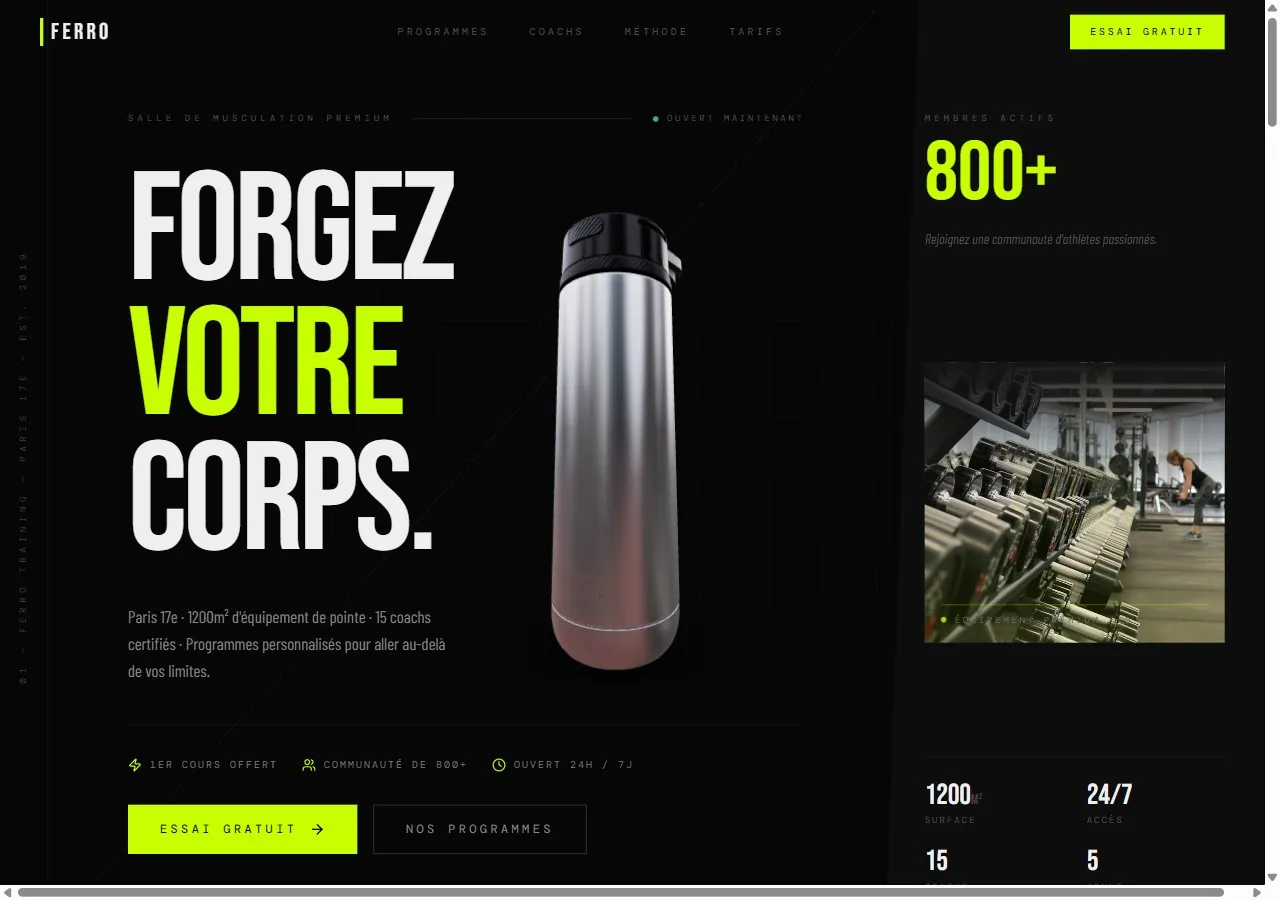 FERRO — landing salle de sport