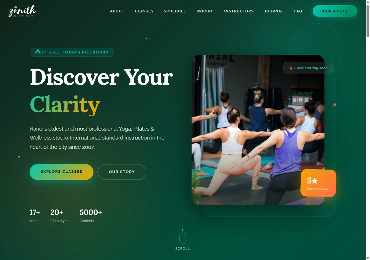Zenith Hanoi — site vitrine yoga